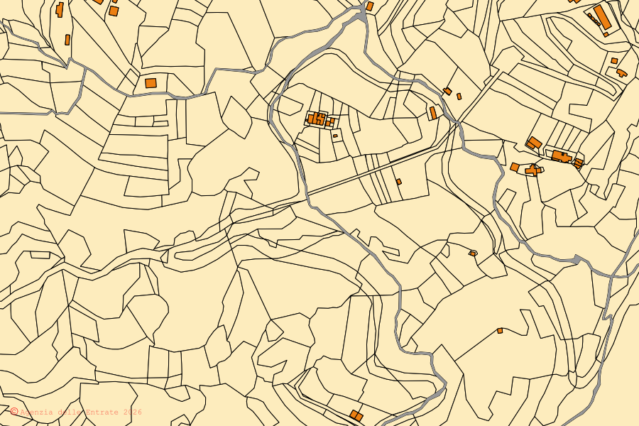 Mappa catastale del centro di Antrodoco: particelle e fabbricati, cartografia Agenzia delle Entrate
