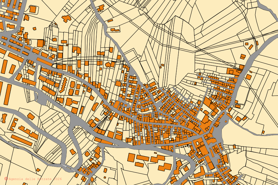 Mappa catastale del centro di Anzano di Puglia: particelle e fabbricati, cartografia Agenzia delle Entrate