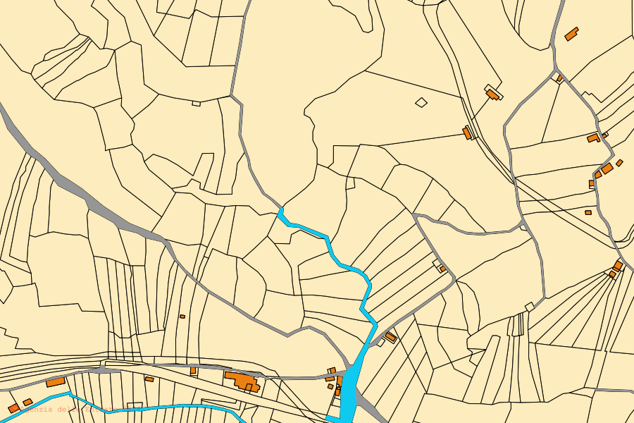 Mappa catastale del centro di Anzi: particelle e fabbricati, cartografia Agenzia delle Entrate