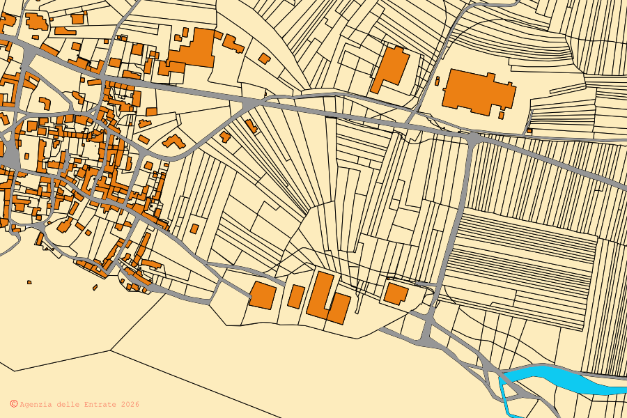 Mappa catastale del centro di Anzola d'Ossola: particelle e fabbricati, cartografia Agenzia delle Entrate