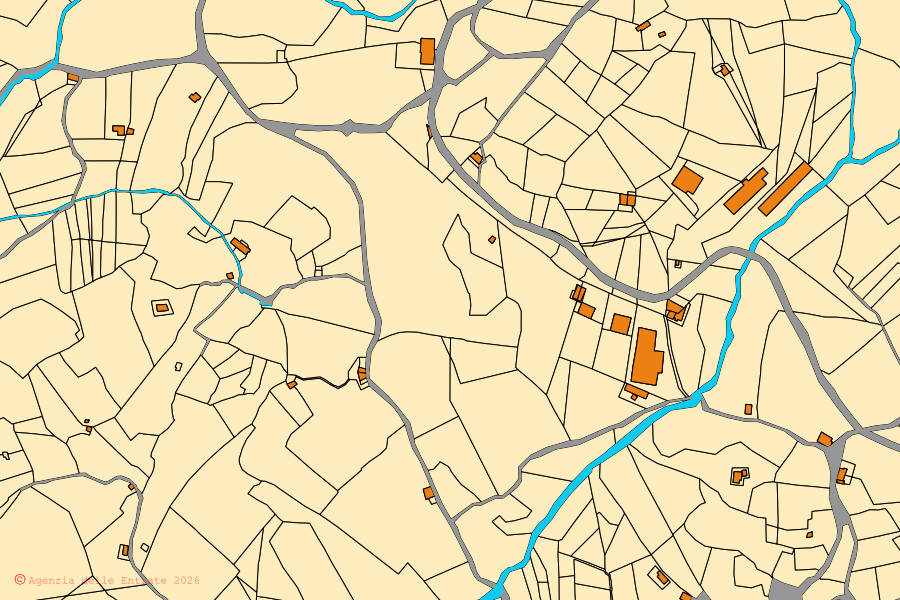 Mappa catastale del centro di Aquara: particelle e fabbricati, cartografia Agenzia delle Entrate