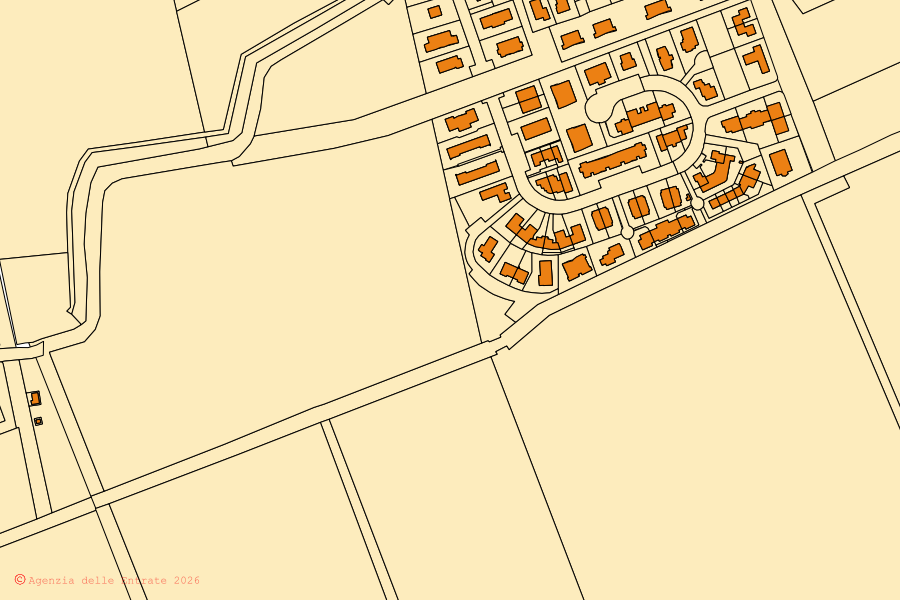 Mappa catastale del centro di Aquileia: particelle e fabbricati, cartografia Agenzia delle Entrate