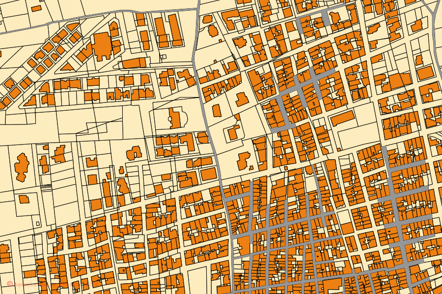 Mappa catastale del centro di Aradeo: particelle e fabbricati, cartografia Agenzia delle Entrate