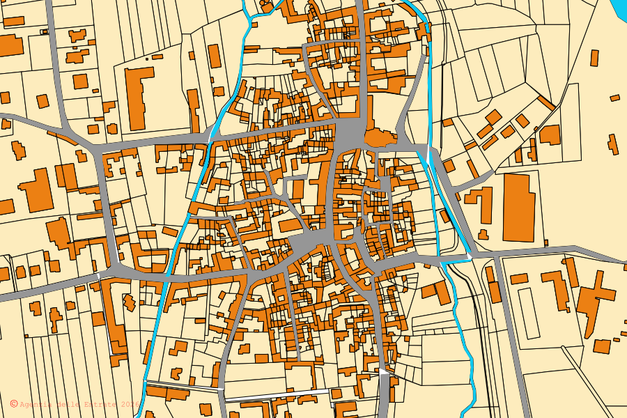 Mappa catastale del centro di Arborio: particelle e fabbricati, cartografia Agenzia delle Entrate