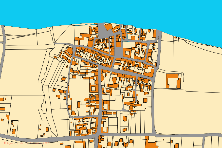 Mappa catastale del centro di Arena Po: particelle e fabbricati, cartografia Agenzia delle Entrate