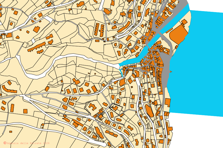 Mappa catastale del centro di Argegno: particelle e fabbricati, cartografia Agenzia delle Entrate