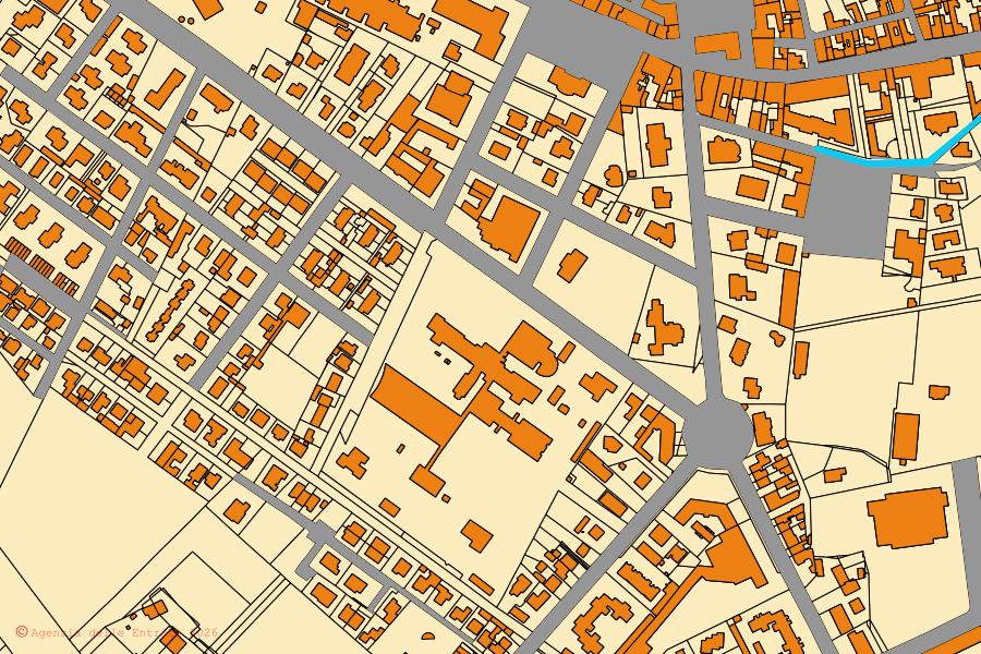 Mappa catastale del centro di Argenta: particelle e fabbricati, cartografia Agenzia delle Entrate