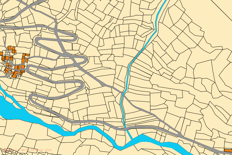 Mappa catastale del centro di Argentera: particelle e fabbricati, cartografia Agenzia delle Entrate
