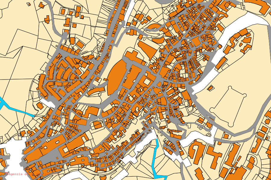 Mappa catastale del centro di Ariano Irpino: particelle e fabbricati, cartografia Agenzia delle Entrate