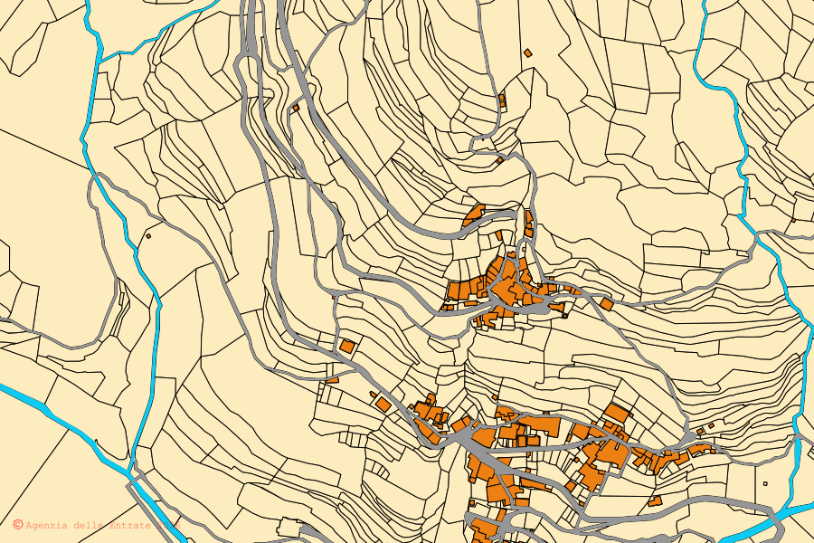 Mappa catastale del centro di Armo: particelle e fabbricati, cartografia Agenzia delle Entrate