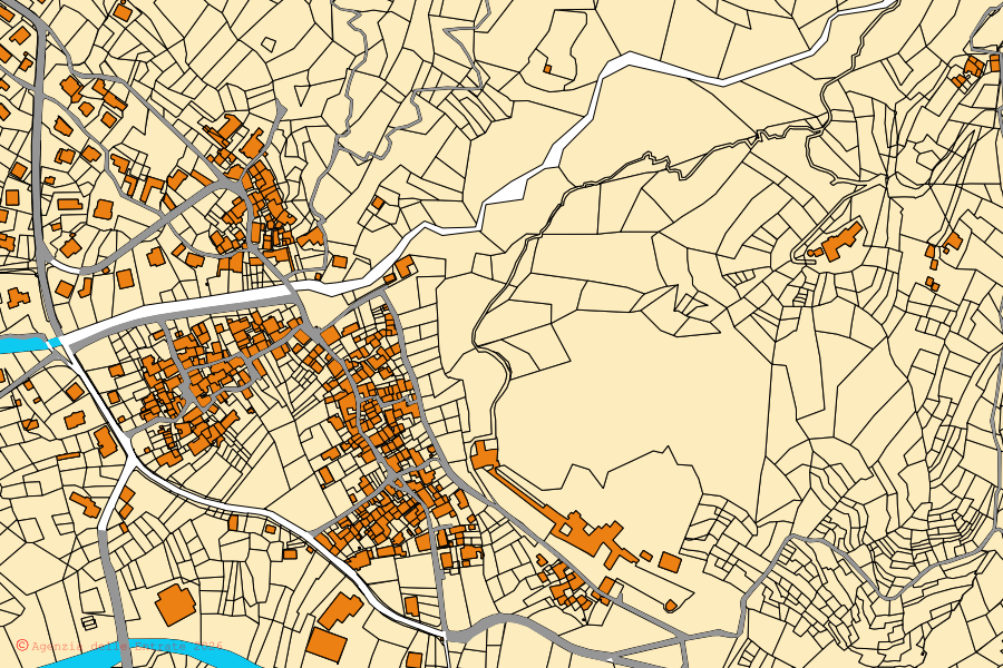 Mappa catastale del centro di Arnad: particelle e fabbricati, cartografia Agenzia delle Entrate