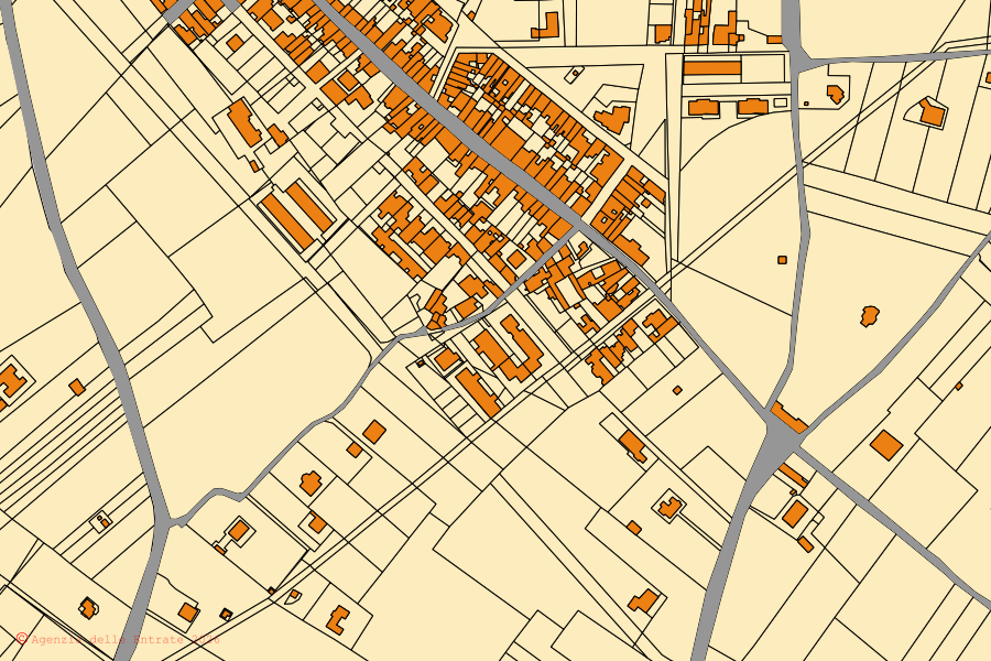 Mappa catastale del centro di Arnesano: particelle e fabbricati, cartografia Agenzia delle Entrate