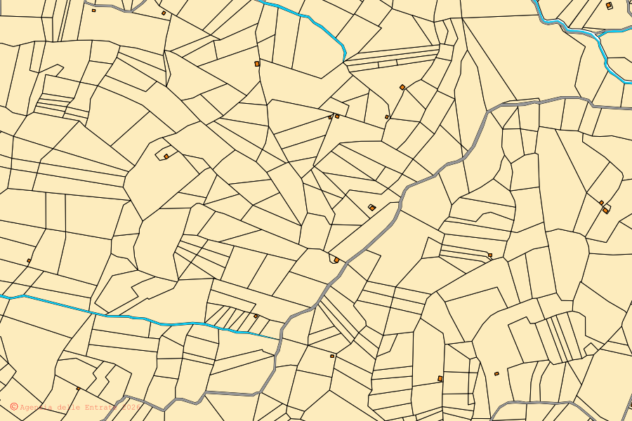 Mappa catastale del centro di Arquata del Tronto: particelle e fabbricati, cartografia Agenzia delle Entrate