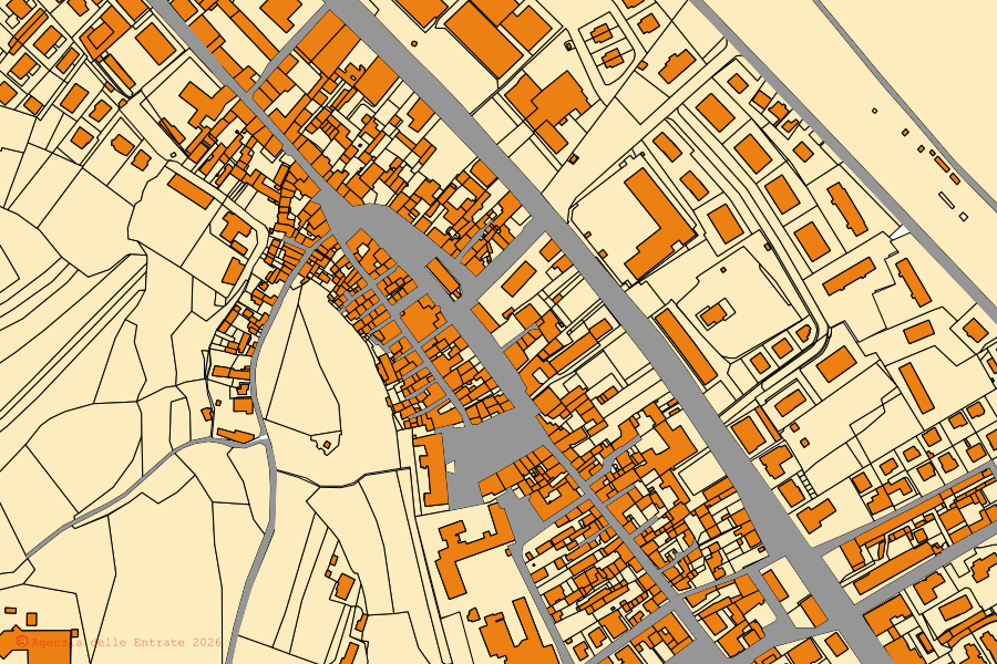 Mappa catastale del centro di Arquata Scrivia: particelle e fabbricati, cartografia Agenzia delle Entrate