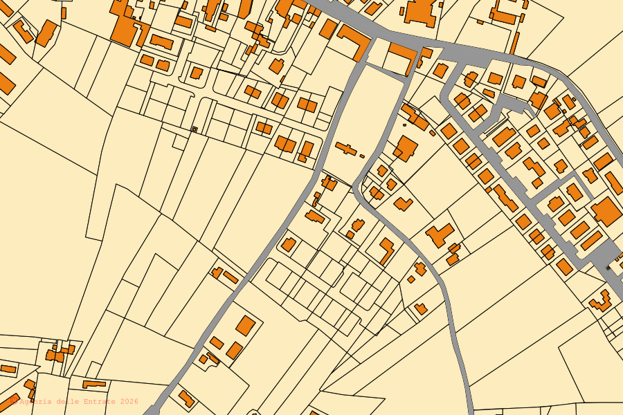 Mappa catastale del centro di Arre: particelle e fabbricati, cartografia Agenzia delle Entrate