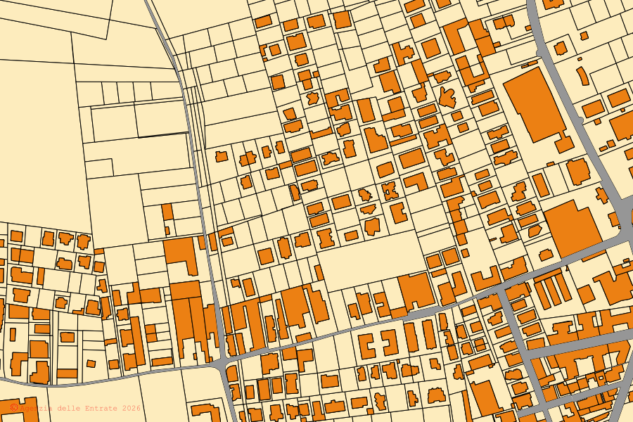 Mappa catastale del centro di Arzano: particelle e fabbricati, cartografia Agenzia delle Entrate