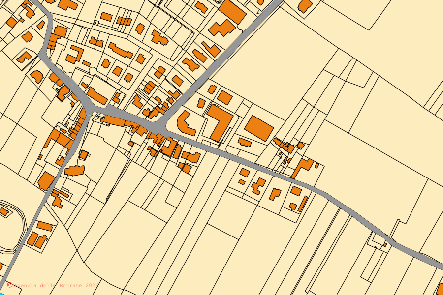 Mappa catastale del centro di Asigliano Veneto: particelle e fabbricati, cartografia Agenzia delle Entrate