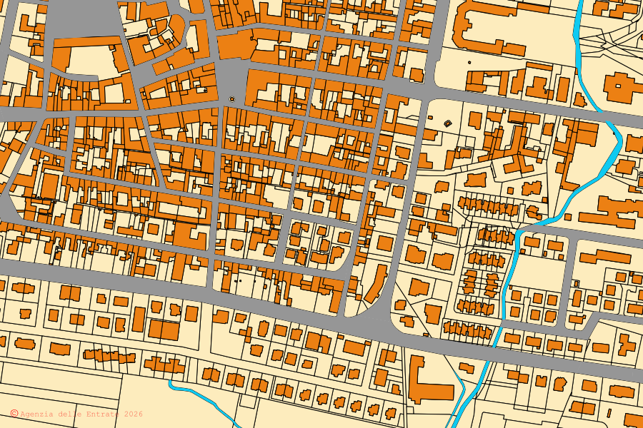 Mappa catastale del centro di Asola: particelle e fabbricati, cartografia Agenzia delle Entrate