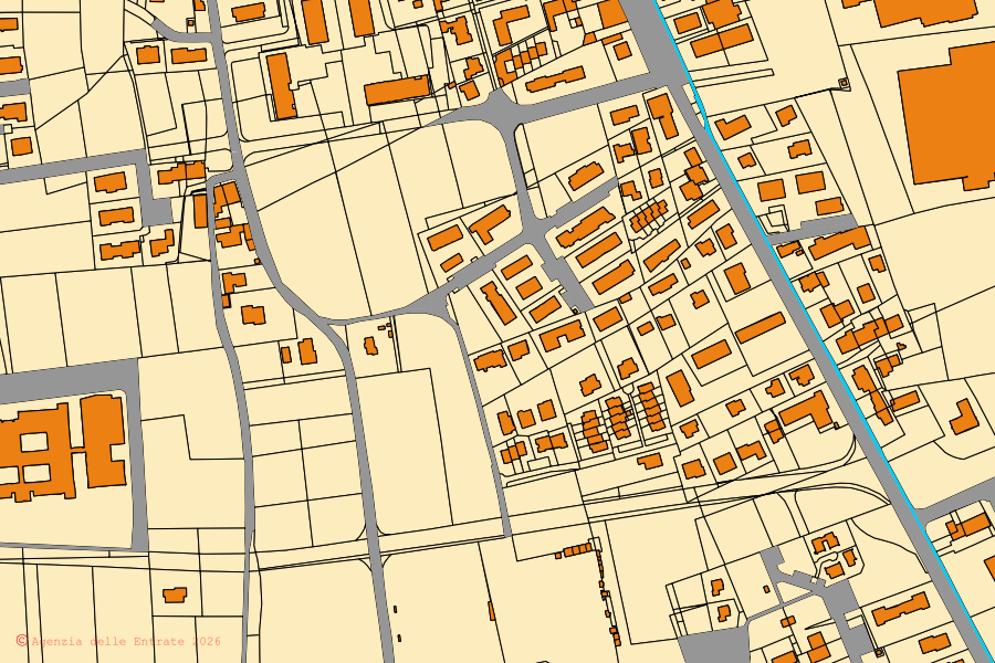 Mappa catastale del centro di Asolo: particelle e fabbricati, cartografia Agenzia delle Entrate