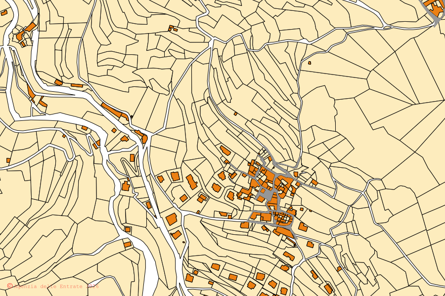 Mappa catastale del centro di Asso: particelle e fabbricati, cartografia Agenzia delle Entrate