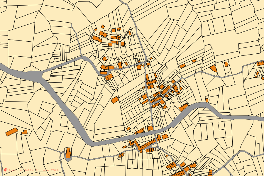 Mappa catastale del centro di Ateleta: particelle e fabbricati, cartografia Agenzia delle Entrate