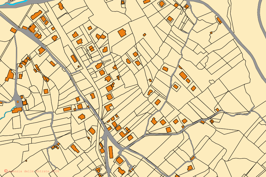 Mappa catastale del centro di Atena Lucana: particelle e fabbricati, cartografia Agenzia delle Entrate