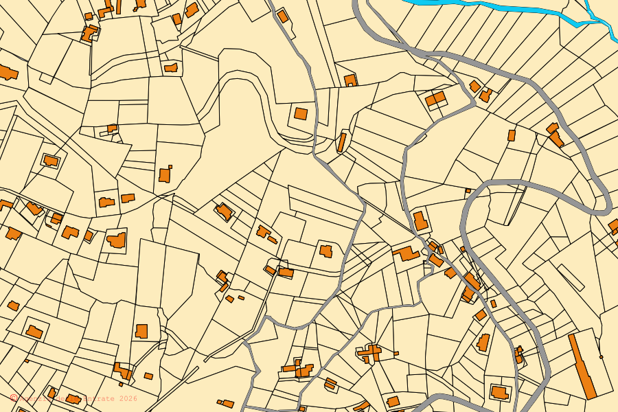 Mappa catastale del centro di Atina: particelle e fabbricati, cartografia Agenzia delle Entrate