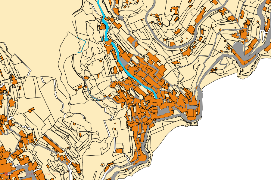 Mappa catastale del centro di Atrani: particelle e fabbricati, cartografia Agenzia delle Entrate