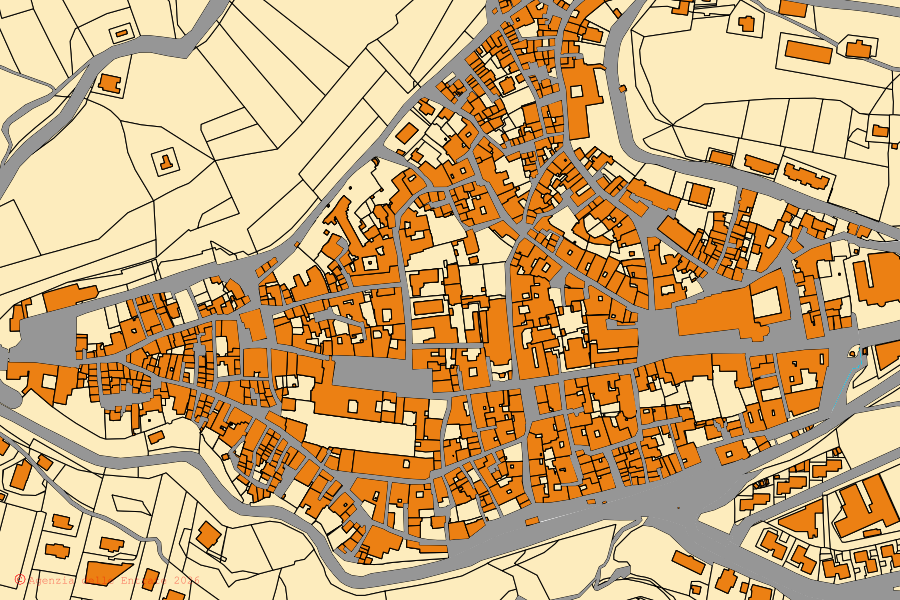 Mappa catastale del centro di Atri: particelle e fabbricati, cartografia Agenzia delle Entrate