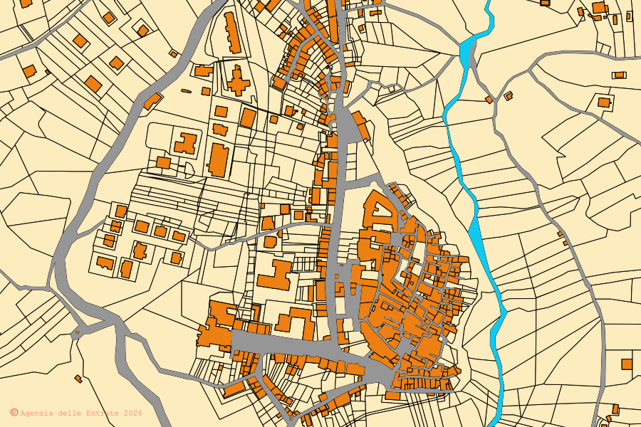 Mappa catastale del centro di Auletta: particelle e fabbricati, cartografia Agenzia delle Entrate