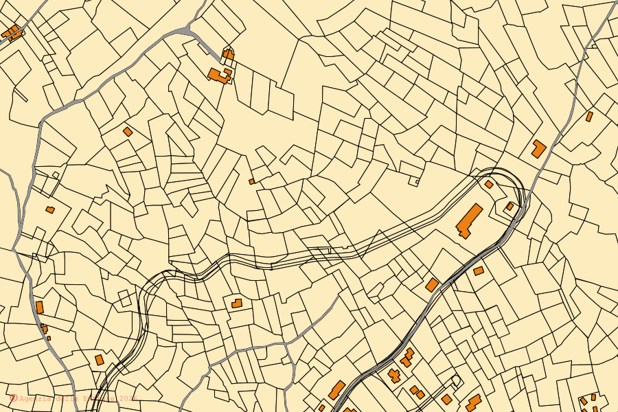 Mappa catastale del centro di Ayas: particelle e fabbricati, cartografia Agenzia delle Entrate