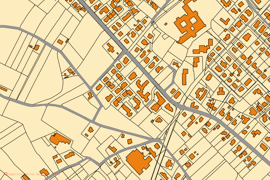 Mappa catastale del centro di Azzano Decimo: particelle e fabbricati, cartografia Agenzia delle Entrate