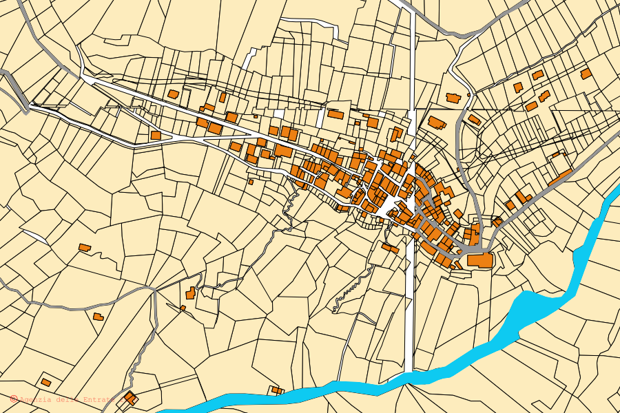 Mappa catastale del centro di Azzone: particelle e fabbricati, cartografia Agenzia delle Entrate