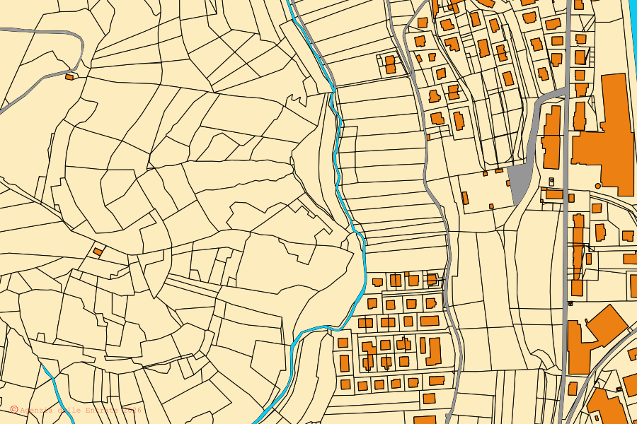 Mappa catastale del centro di Badia Calavena: particelle e fabbricati, cartografia Agenzia delle Entrate