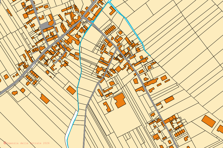 Mappa catastale del centro di Badia Pavese: particelle e fabbricati, cartografia Agenzia delle Entrate
