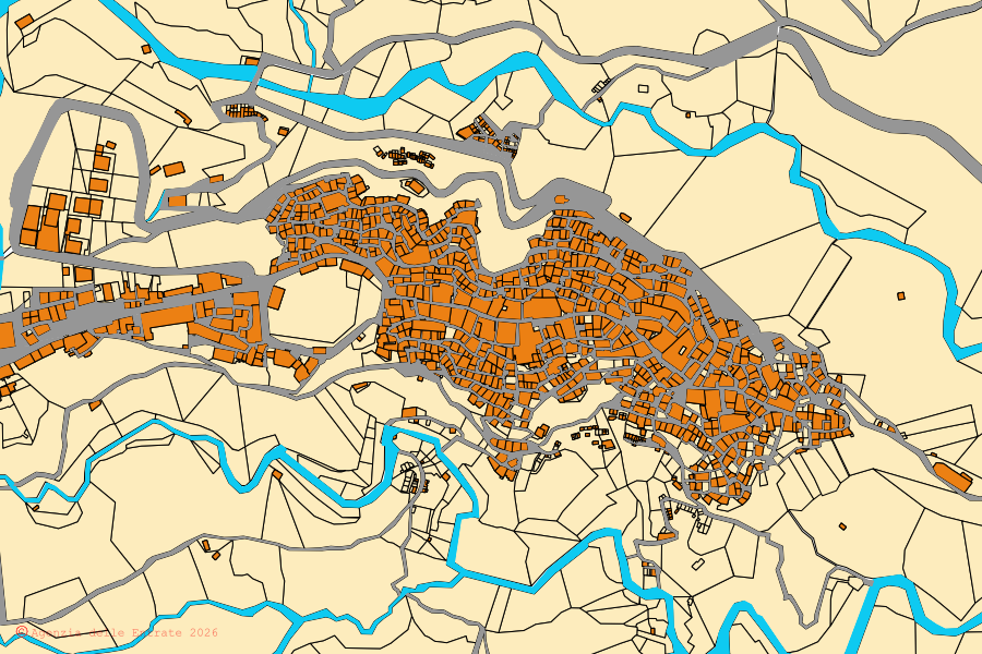 Mappa catastale del centro di Badolato: particelle e fabbricati, cartografia Agenzia delle Entrate