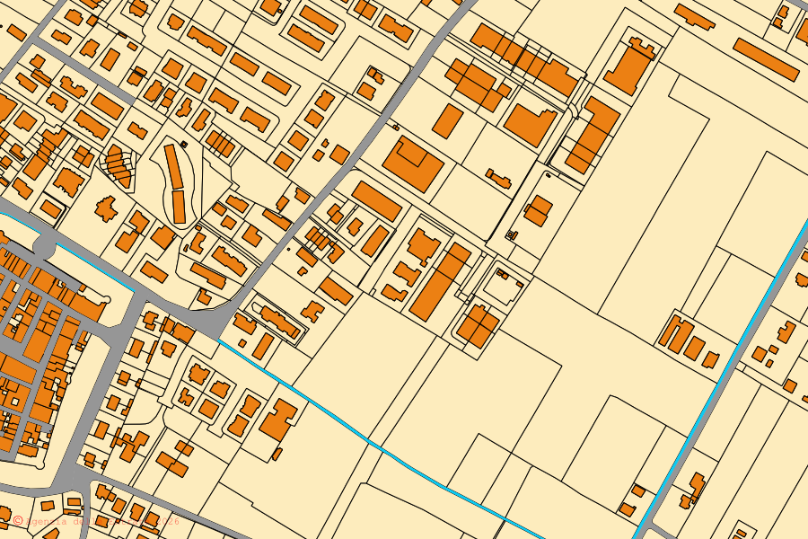 Mappa catastale del centro di Bagnara di Romagna: particelle e fabbricati, cartografia Agenzia delle Entrate