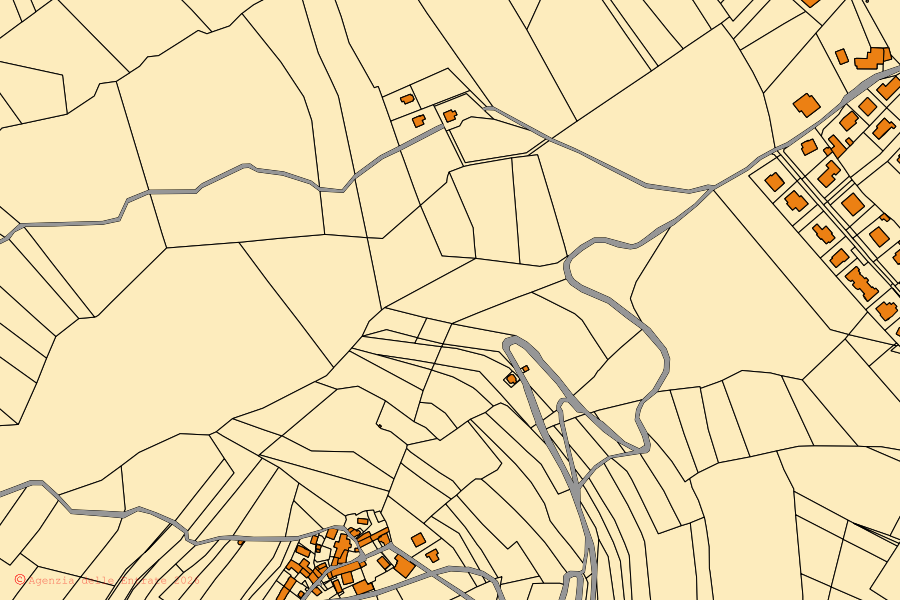 Mappa catastale del centro di Bagnaria: particelle e fabbricati, cartografia Agenzia delle Entrate
