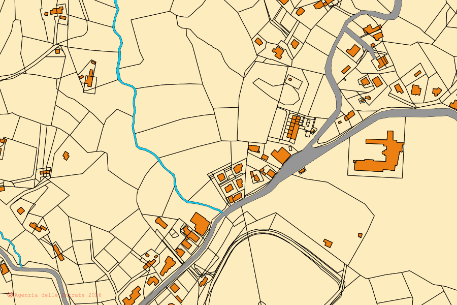 Mappa catastale del centro di Bagno di Romagna: particelle e fabbricati, cartografia Agenzia delle Entrate