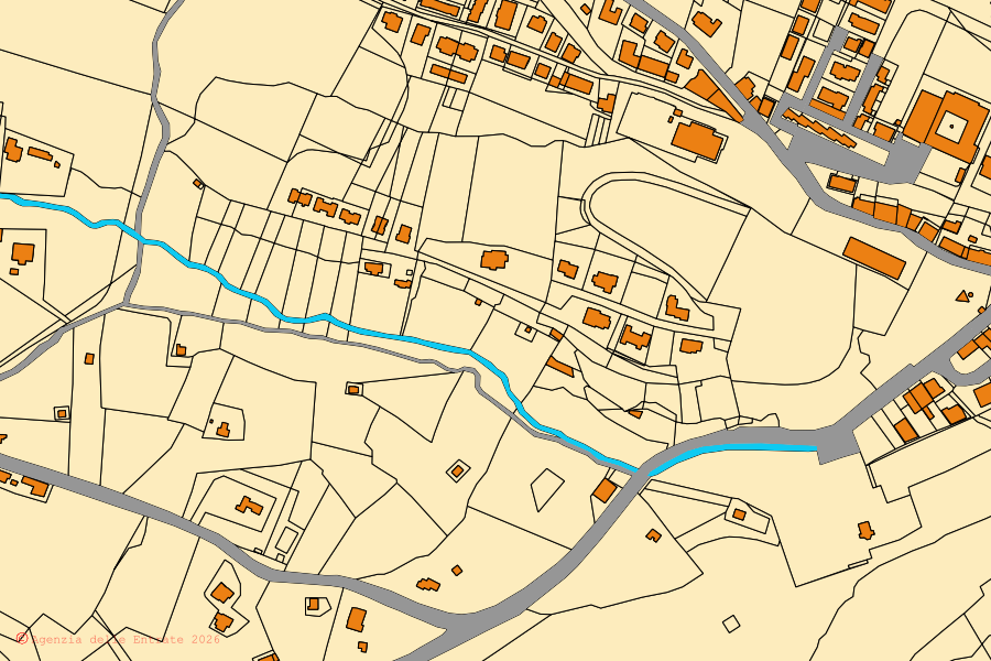 Mappa catastale del centro di Bagnoregio: particelle e fabbricati, cartografia Agenzia delle Entrate