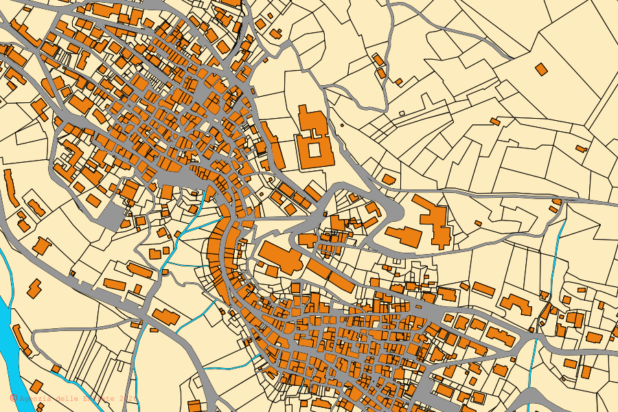 Mappa catastale del centro di Bagolino: particelle e fabbricati, cartografia Agenzia delle Entrate