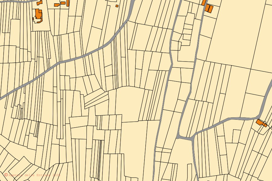 Mappa catastale del centro di Bairo: particelle e fabbricati, cartografia Agenzia delle Entrate