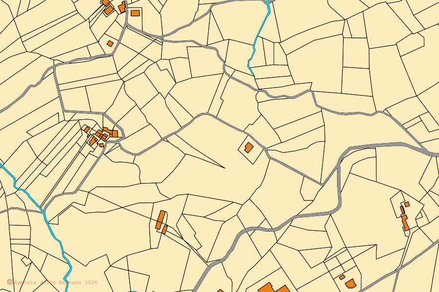 Mappa catastale del centro di Baiso: particelle e fabbricati, cartografia Agenzia delle Entrate