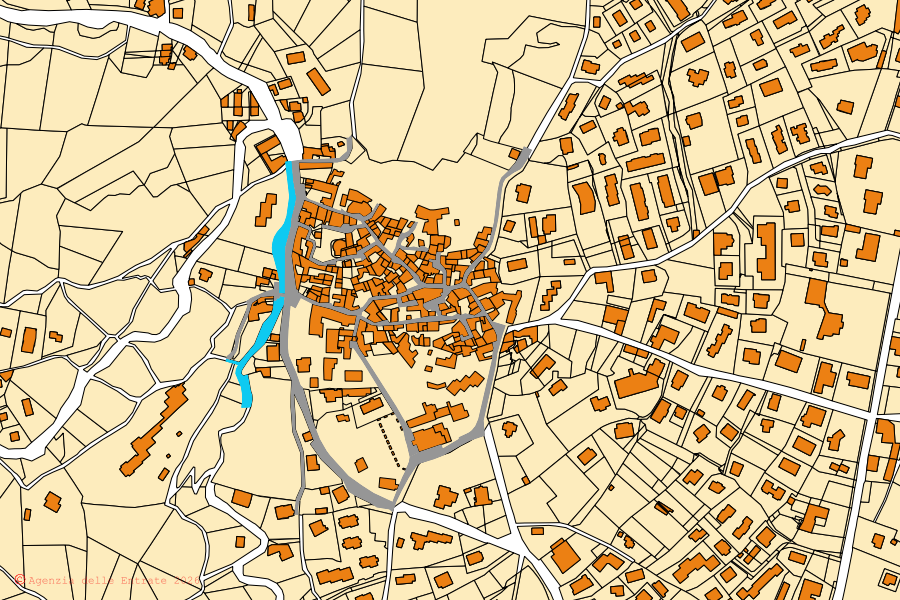 Mappa catastale del centro di Ballabio: particelle e fabbricati, cartografia Agenzia delle Entrate