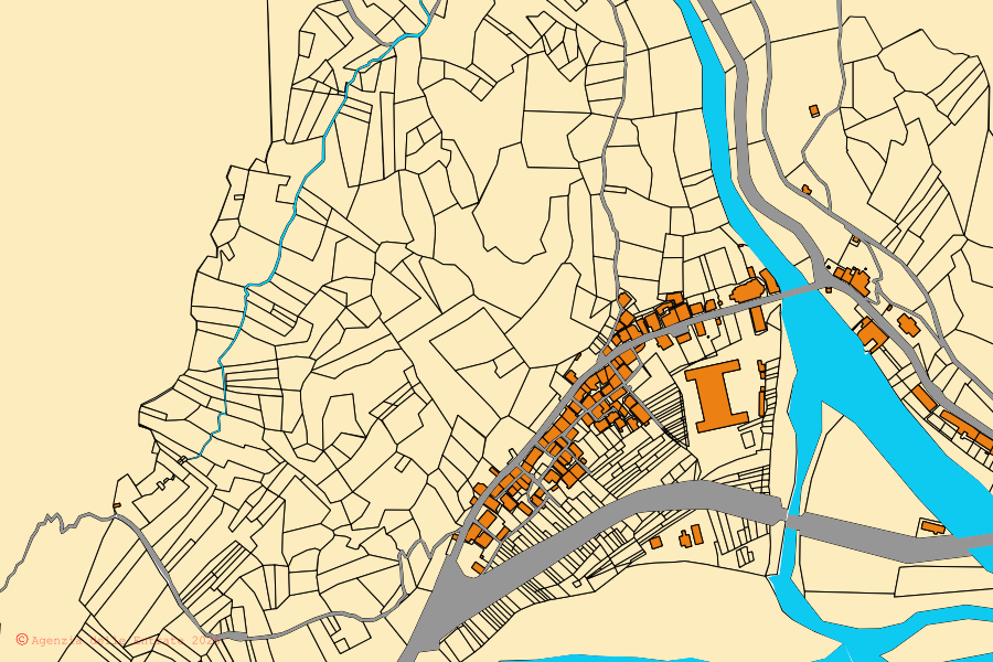 Mappa catastale del centro di Balmuccia: particelle e fabbricati, cartografia Agenzia delle Entrate