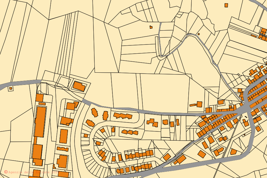 Mappa catastale del centro di Banzi: particelle e fabbricati, cartografia Agenzia delle Entrate