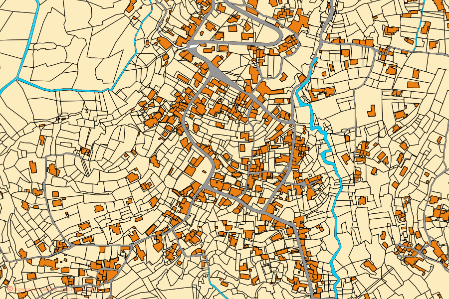 Mappa catastale del centro di Barano d'Ischia: particelle e fabbricati, cartografia Agenzia delle Entrate