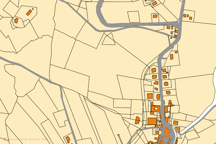 Mappa catastale del centro di Barbara: particelle e fabbricati, cartografia Agenzia delle Entrate