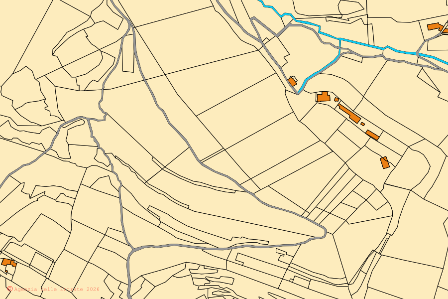 Mappa catastale del centro di Barbarano Mossano: particelle e fabbricati, cartografia Agenzia delle Entrate