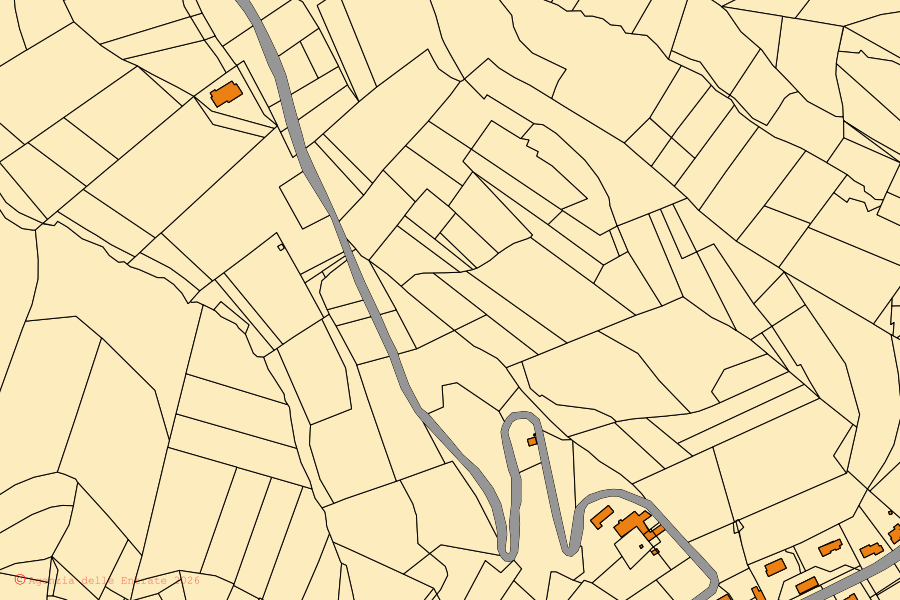 Mappa catastale del centro di Barbaresco: particelle e fabbricati, cartografia Agenzia delle Entrate